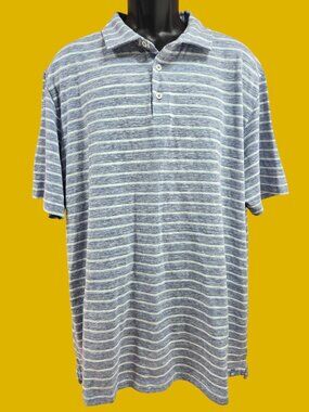 Peter Millar Blue & White Striped Polo XXL